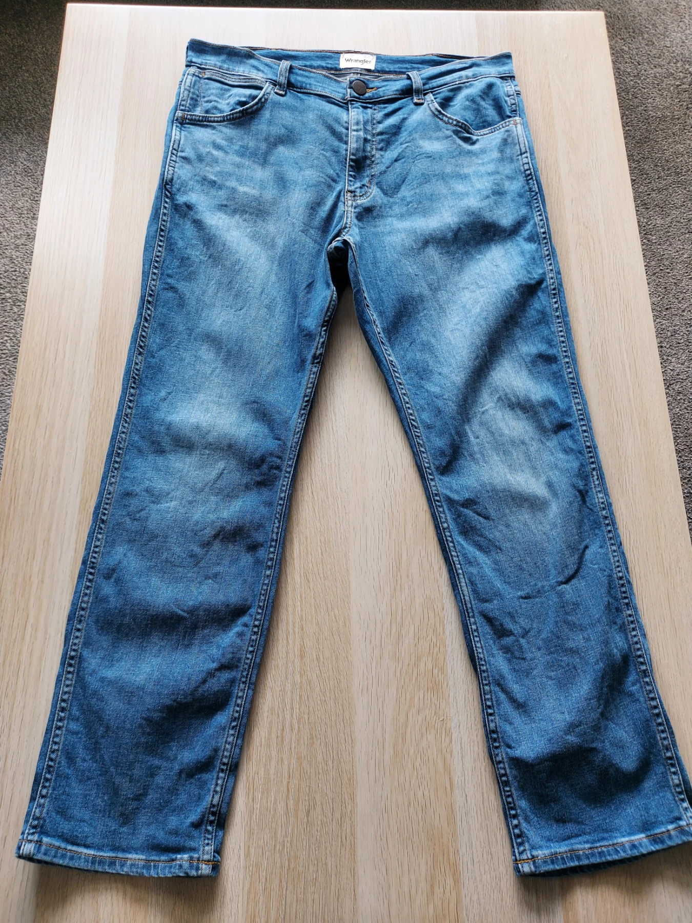 Wrangler Greensboro Mens Jeans Blue Regular Straight Stretch Denim W34 L30 VGC