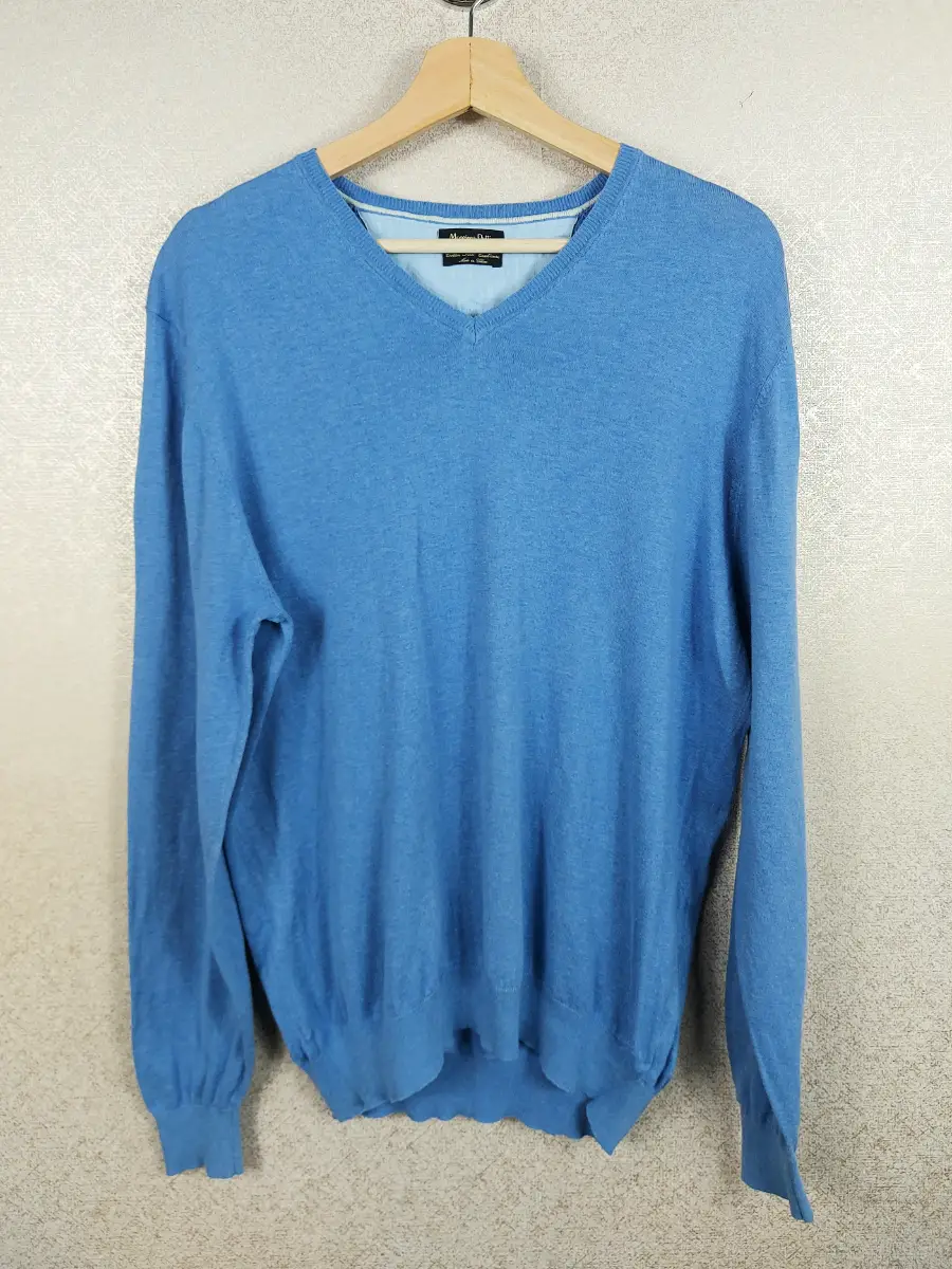 Massimo Dutti Men's XL V Neck Jumper Blue Cotton Silk Cashmere Premium Sweater