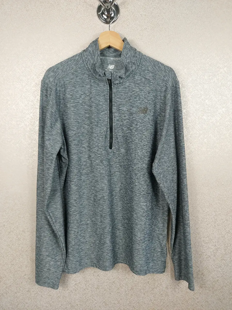 New Balance Grey Space Dye 1/4 Zip Men's Large Running Pullover Top