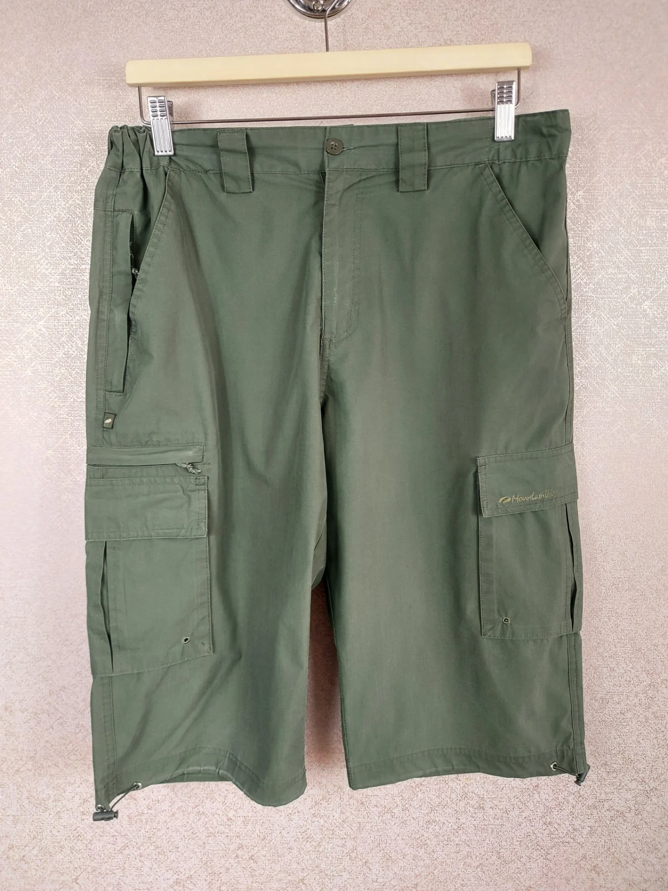 Mountainlife Men's Cargo Shorts W32 Green Hiking Walking Combat Utility Pockets