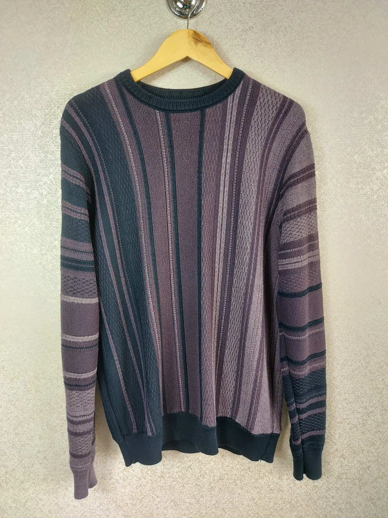 VTG Rialto 3D Knit Sweater Mens L Italian Merino Wool Cosby Coogi Style Jumper