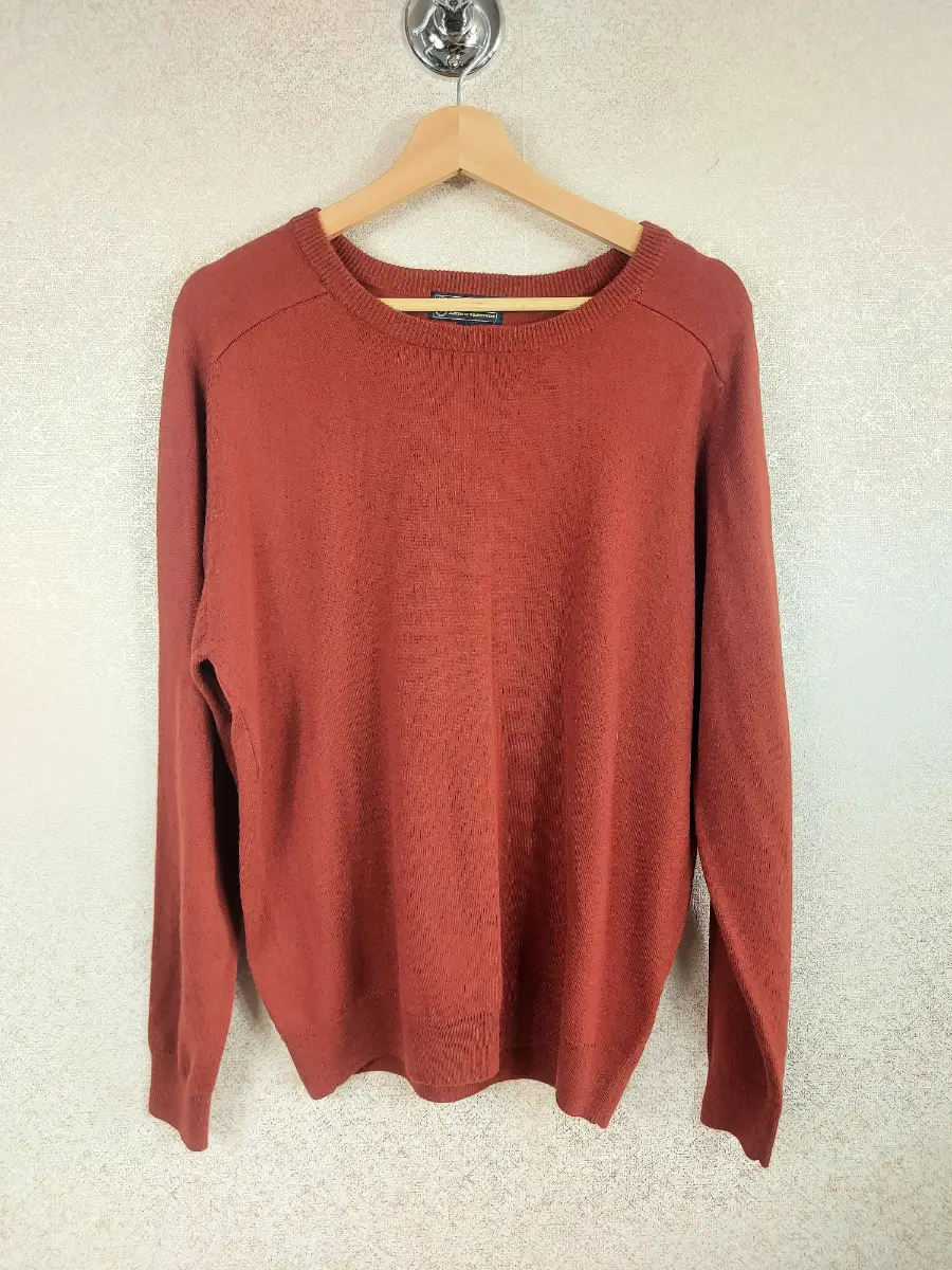 PG Field Heritage Men's Wool Blend Crew Neck Jumper Rust Terracotta Sweater M