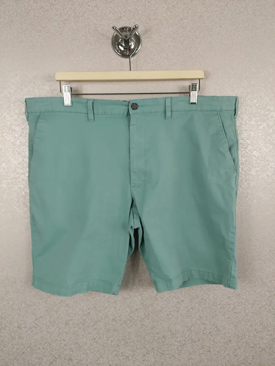 M&S Men's Chino Shorts 42 Regular Mint Green Summer Cotton Flat Front Smart GC
