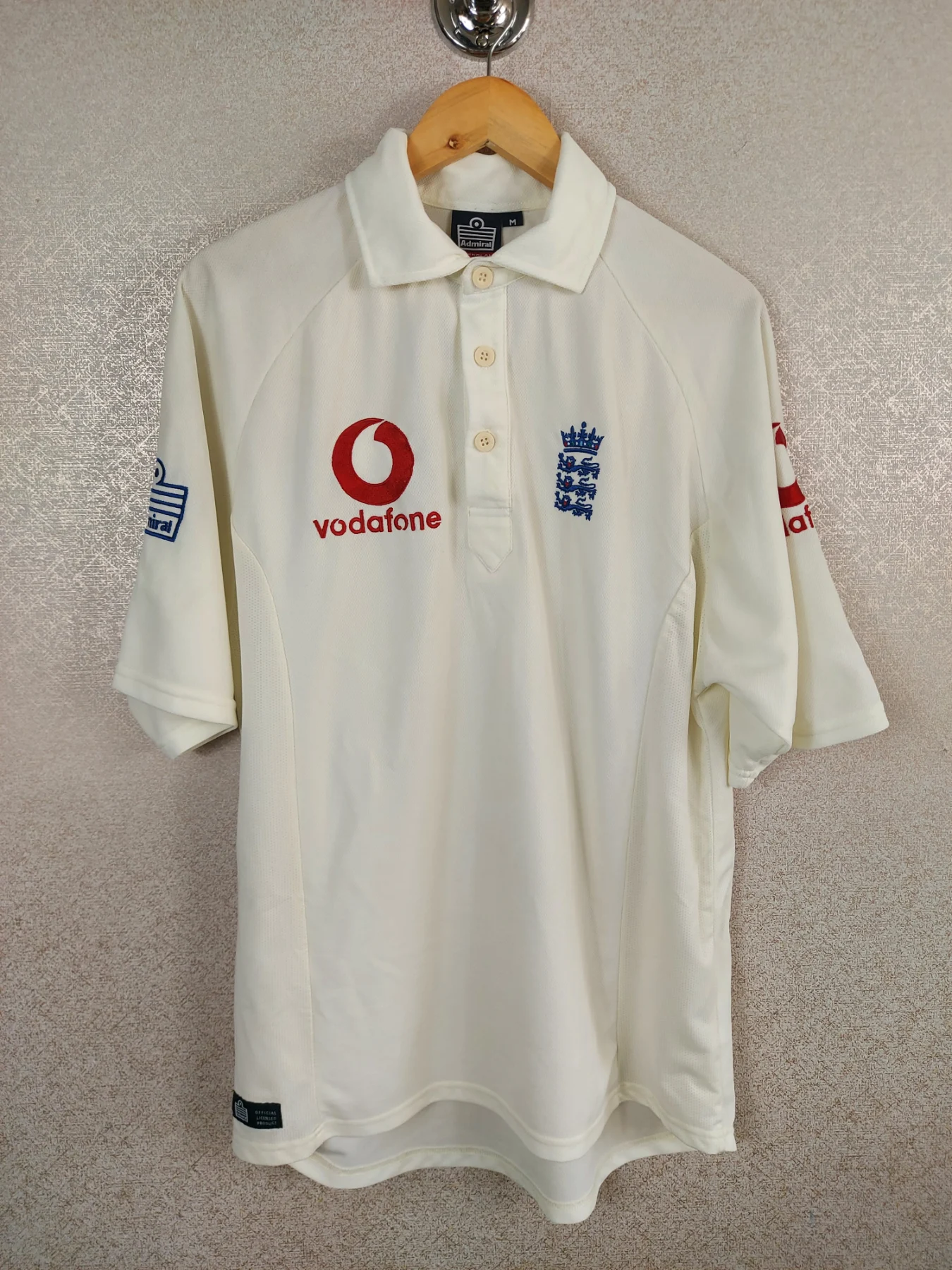 Vintage 2000 2002 England Cricket Test Shirt M Admiral Vodafone ECB Jersey Polo