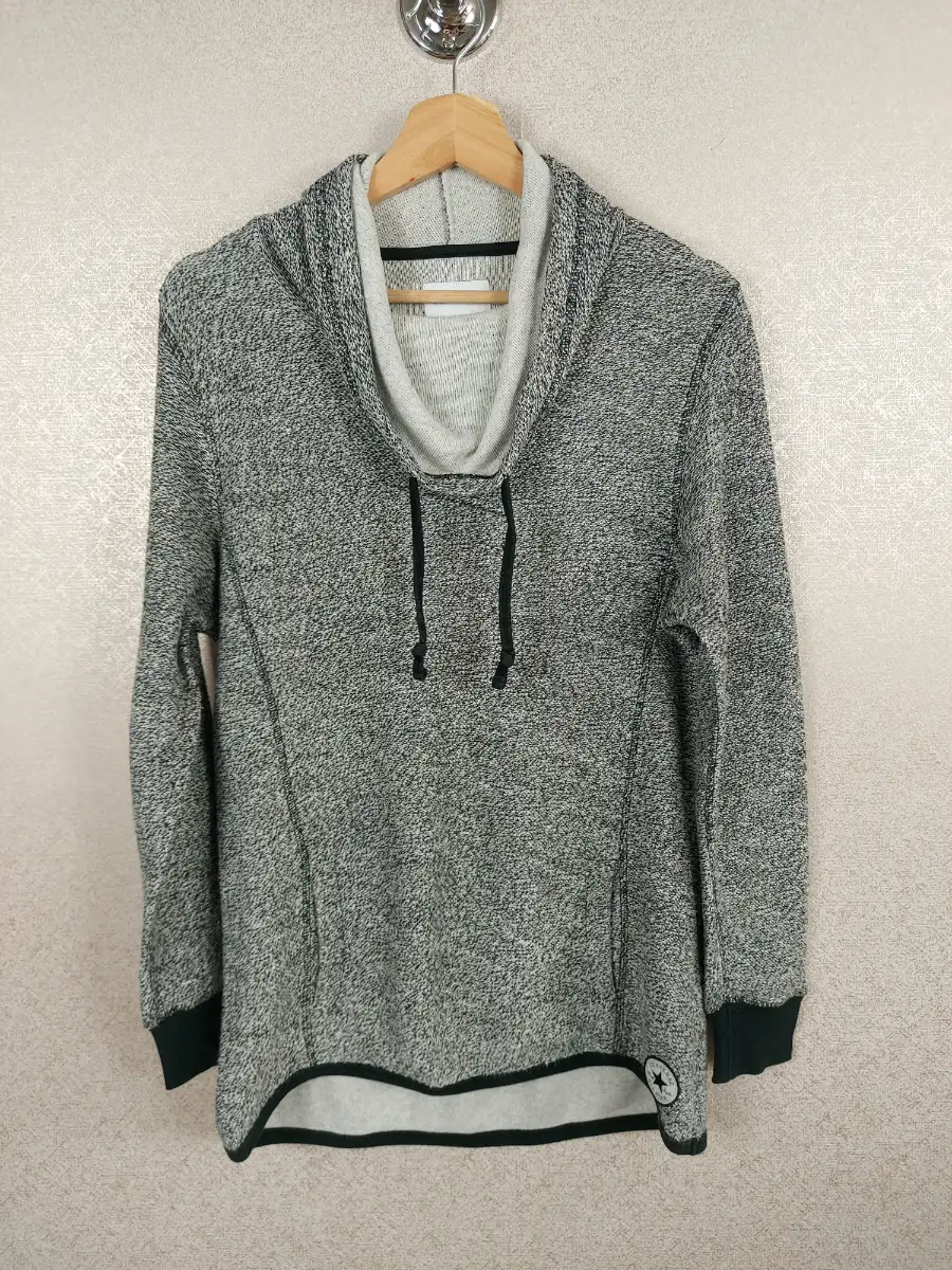 Converse All Star Cowl Neck Hoodie Sweatshirt Medium Womens Grey Fleece Pullover