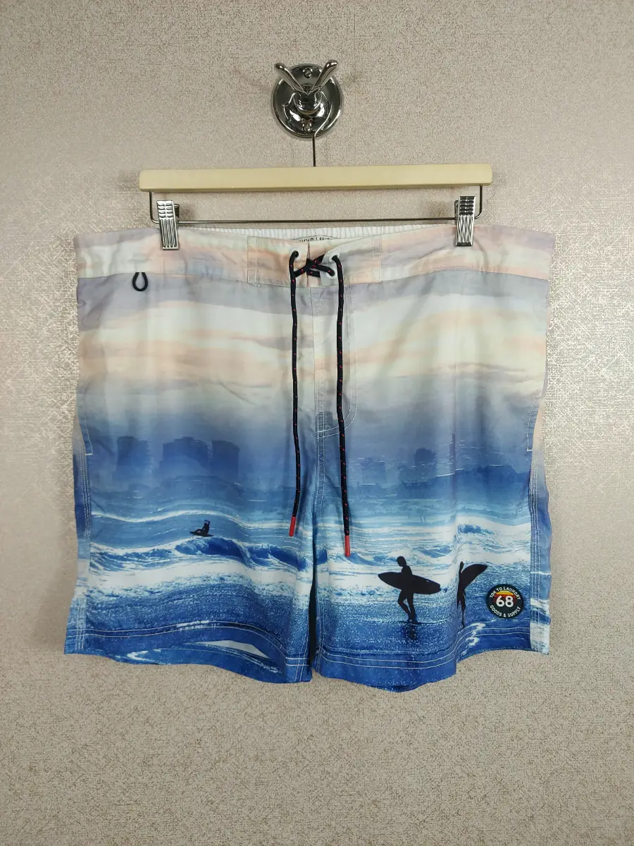 Tokyo Laundry Men's Swim Shorts XXL Surf Scene Beach Board Shorts Blue Swimwear