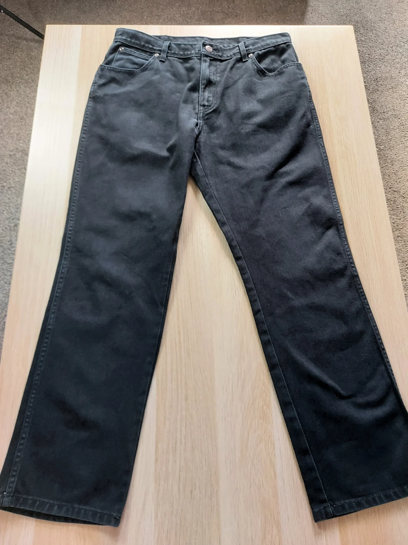 Wrangler Texas Men's Jeans W36 L32 Black Regular Fit Straight Leg Denim Pants