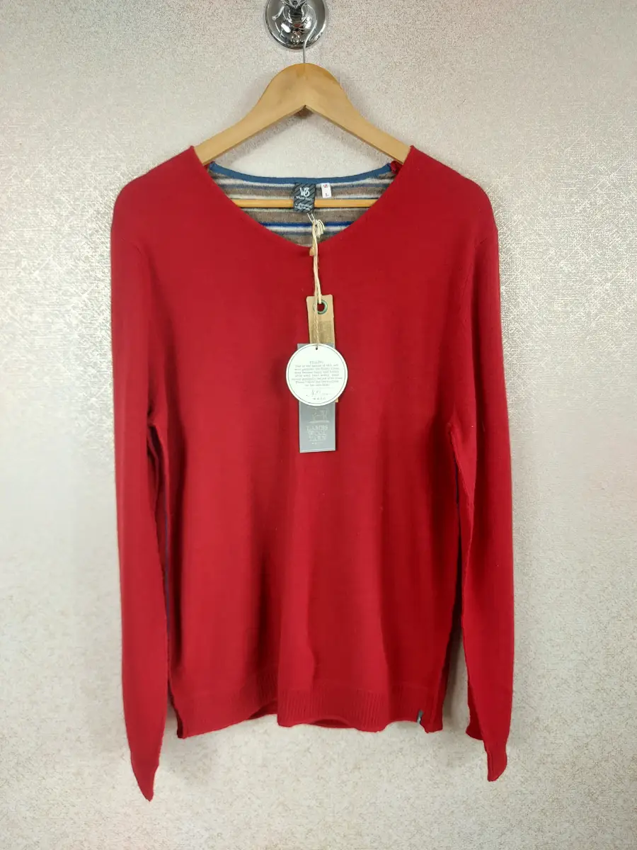 White Stuff Red Lambswool Blend V-neck Jumper Womens Large L Knit Sweater BNWT