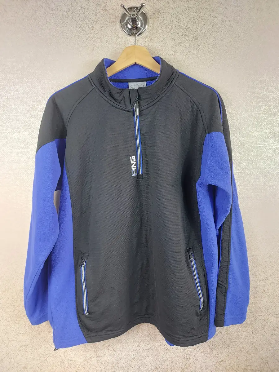 PING Collection Men’s Fleece Jacket 1/4 Zip Pullover Blue & Black Size L