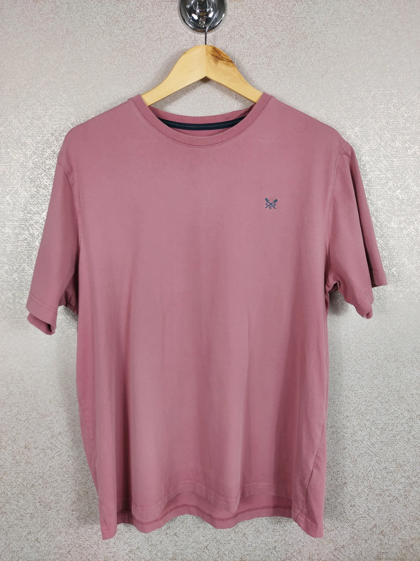 Crew Clothing Company Men's Classic T-shirt Pink Marl Embroidered Logo Size XL