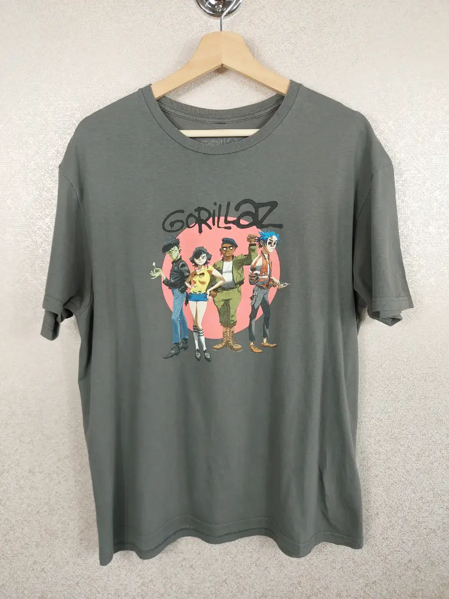 Gorillaz Mens Large Grey Band Graphic T-Shirt Rock Off Circle Rise