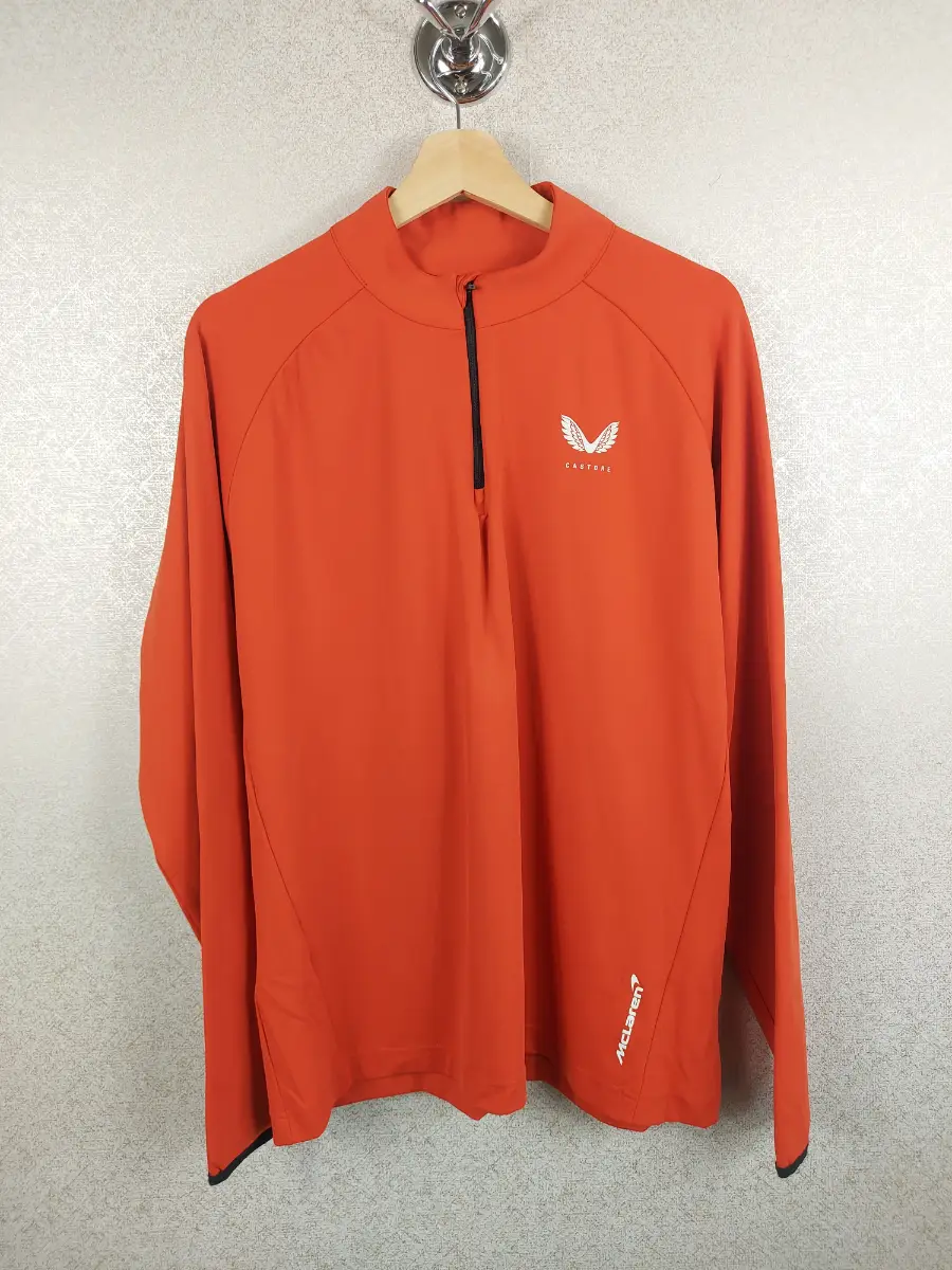 Castore McLaren F1 Team Men's 1/4 Zip Training Top Orange Papaya Midlayer Large