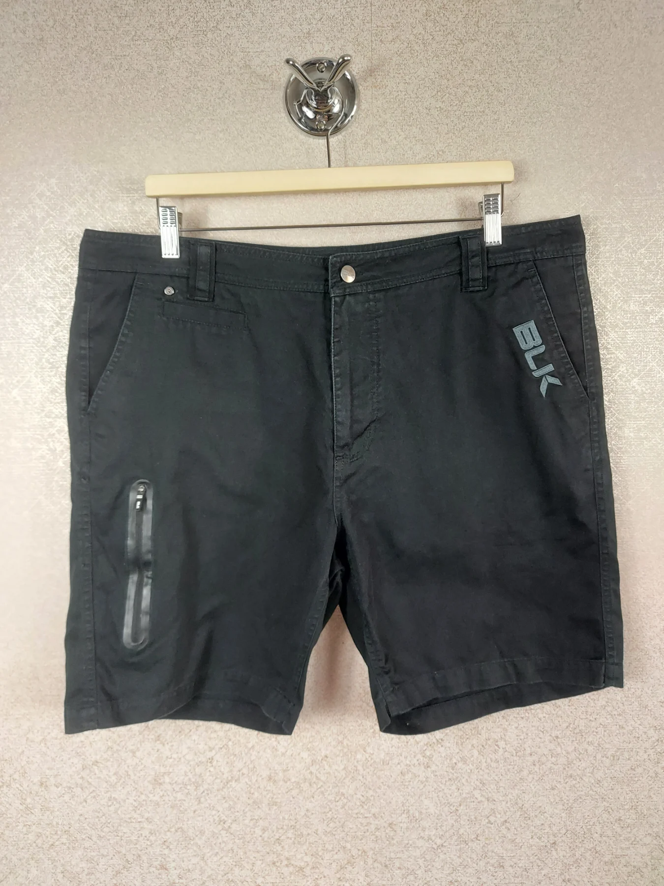 BLK Sport Men's Tech Shorts Black Size XL 38 Utility Zip Pockets Walking Hiking