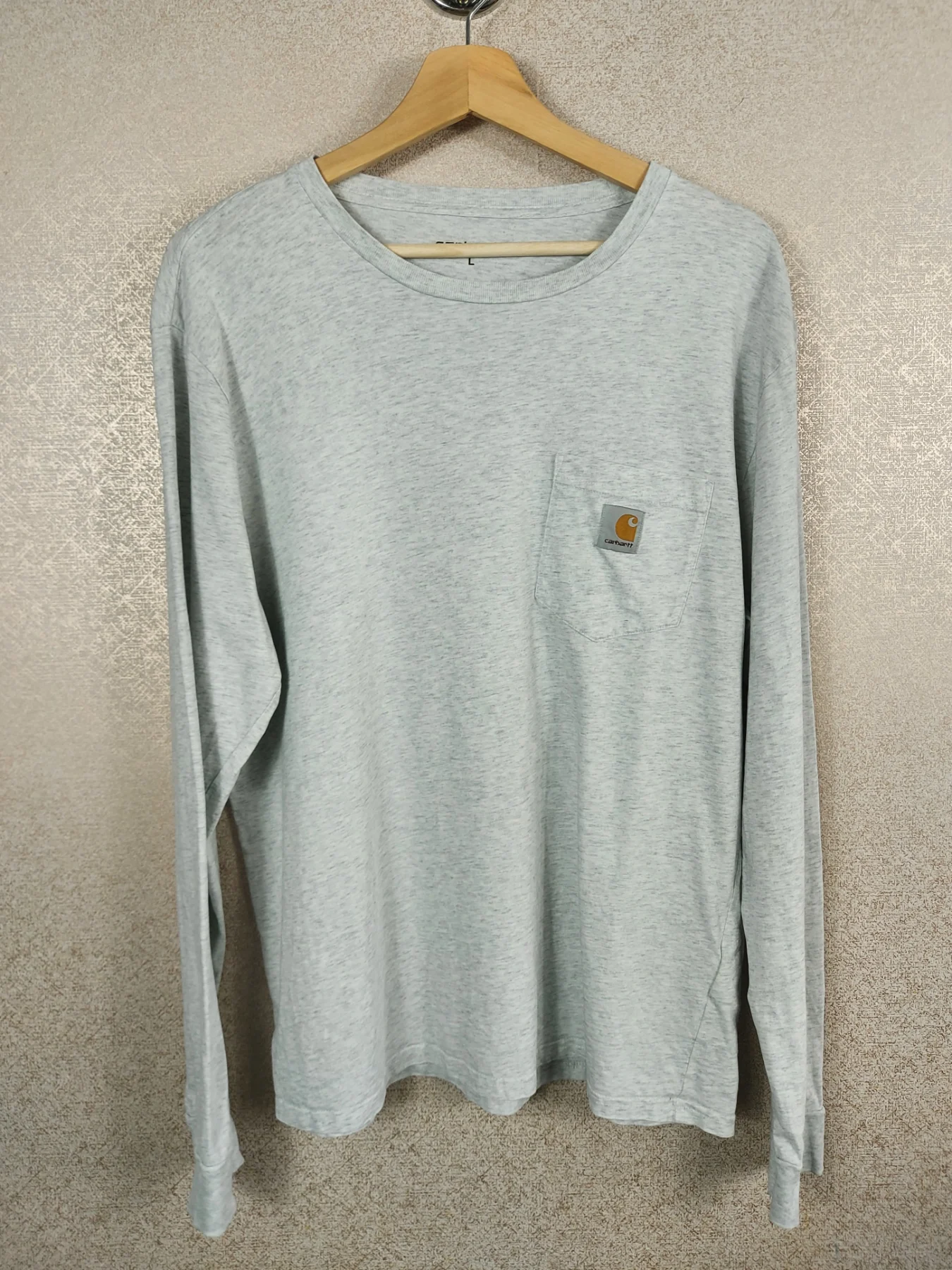 Carhartt WIP Men's L/S Pocket T-shirt Grey Heather Cotton Long Sleeve Top Size L