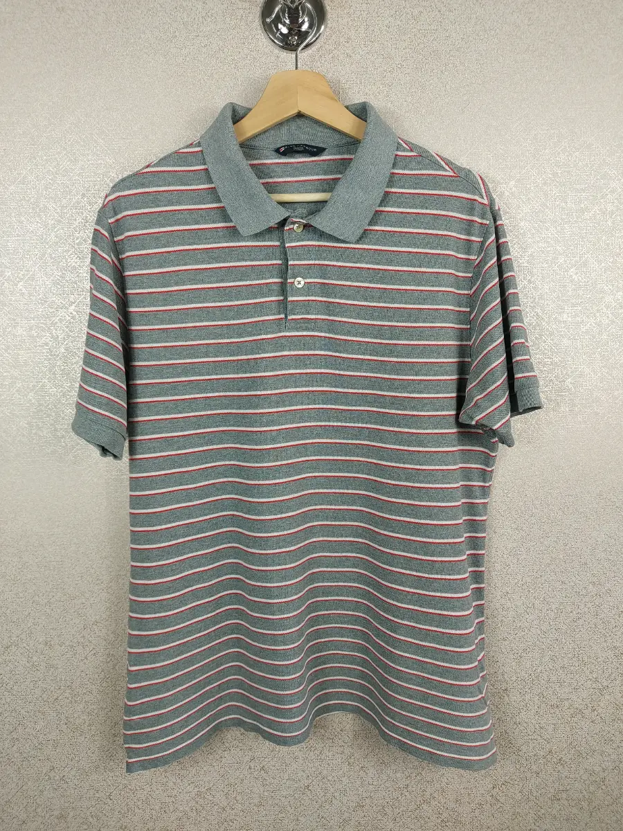 Blue Harbour Men's Polo Shirt Large Grey Striped Short Sleeve Cotton M&S Top