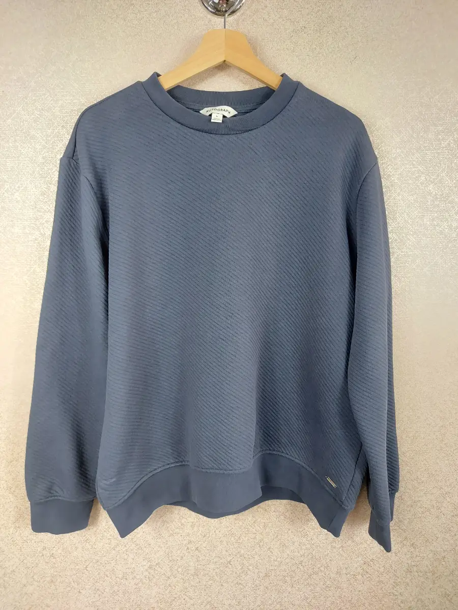 M&S Autograph Men Textured Crew Neck Sweatshirt Jumper Dark Ink Navy Blue Large