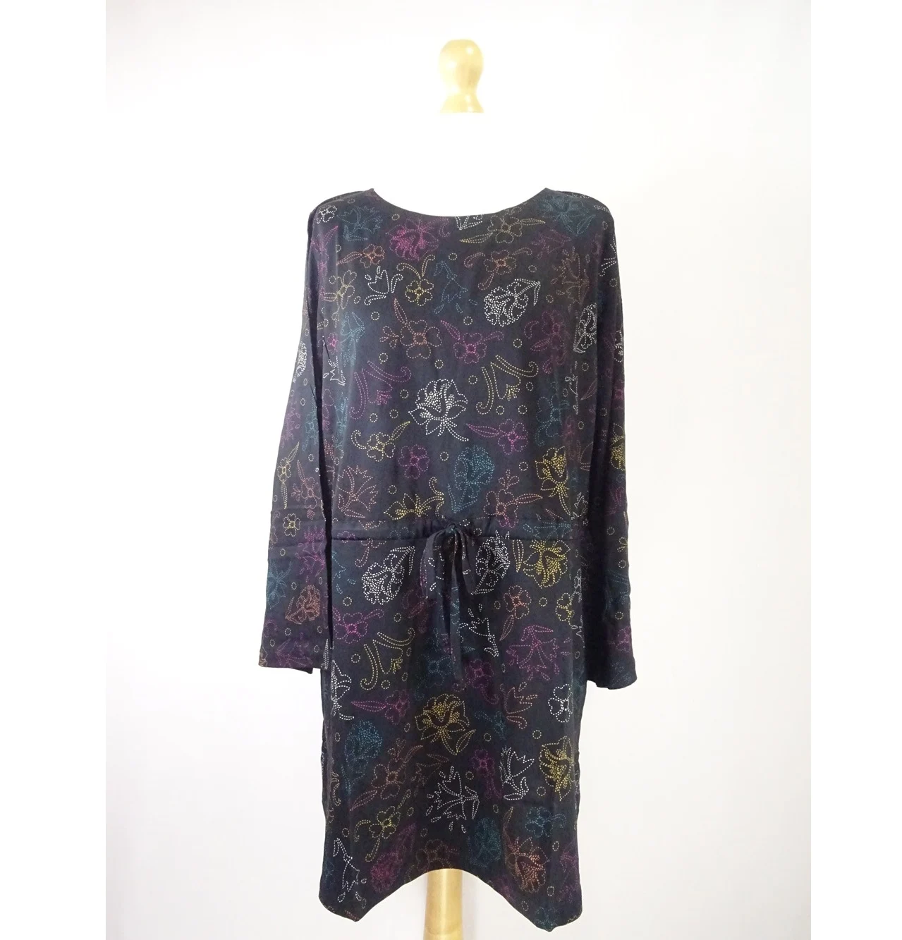 Gudrun Sjoden Carmen Tunic Top Size XL 20 Black Floral Print Cotton: 48" Bust