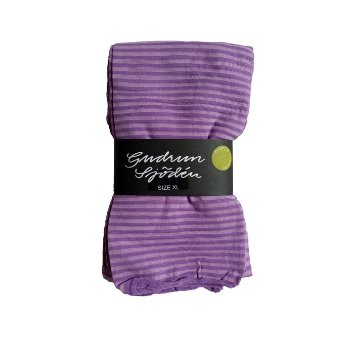 Gudrun Sjoden Size XL UK 20 Striped Footless Tights Leggings Purple & Lilac 70 Denier Opaque