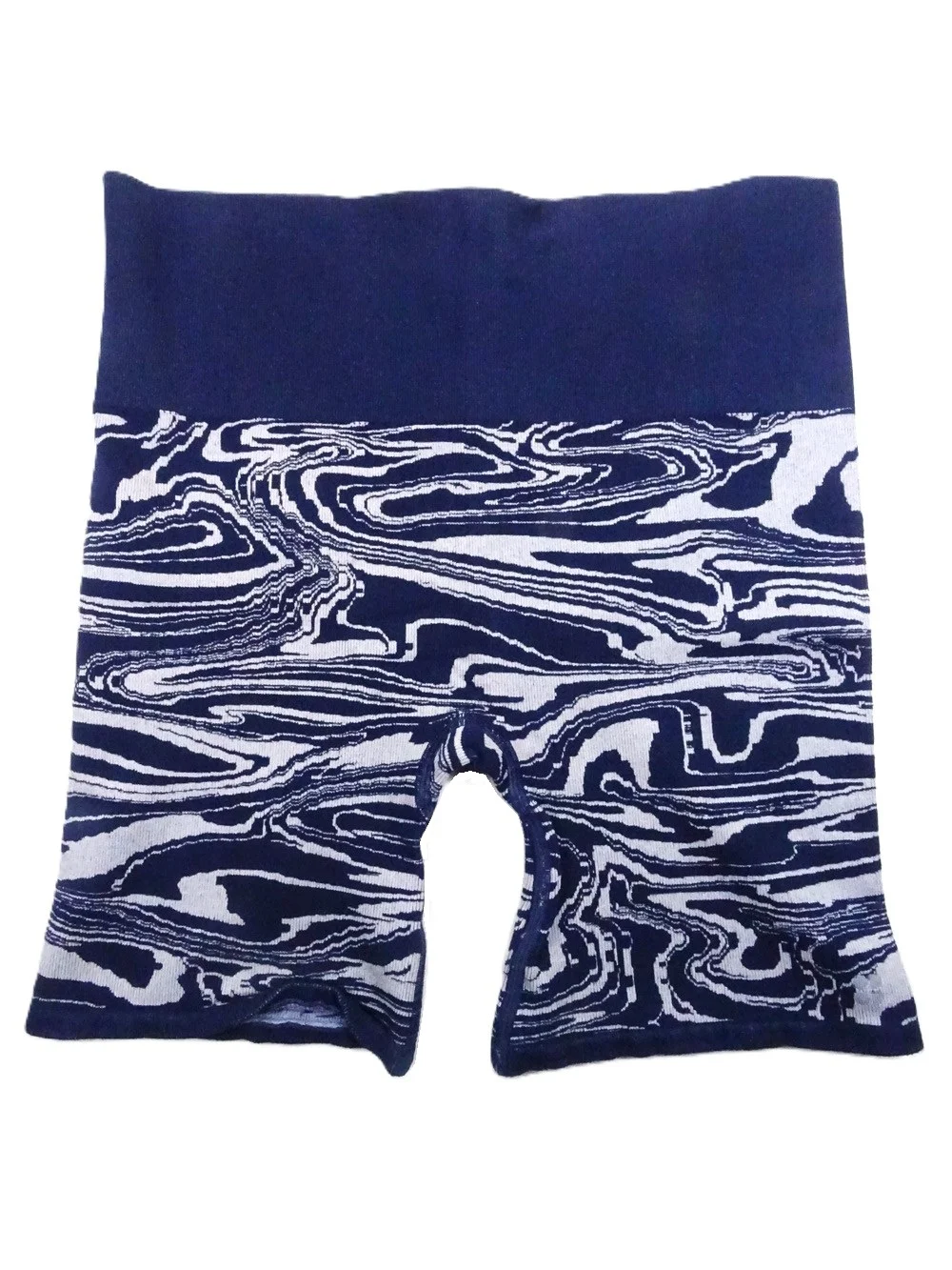 Sweaty Betty Size S UK 10 Mindful Seamless Yoga Cycle Shorts Navy Blue Liquid Jacquard Print 4" Leg