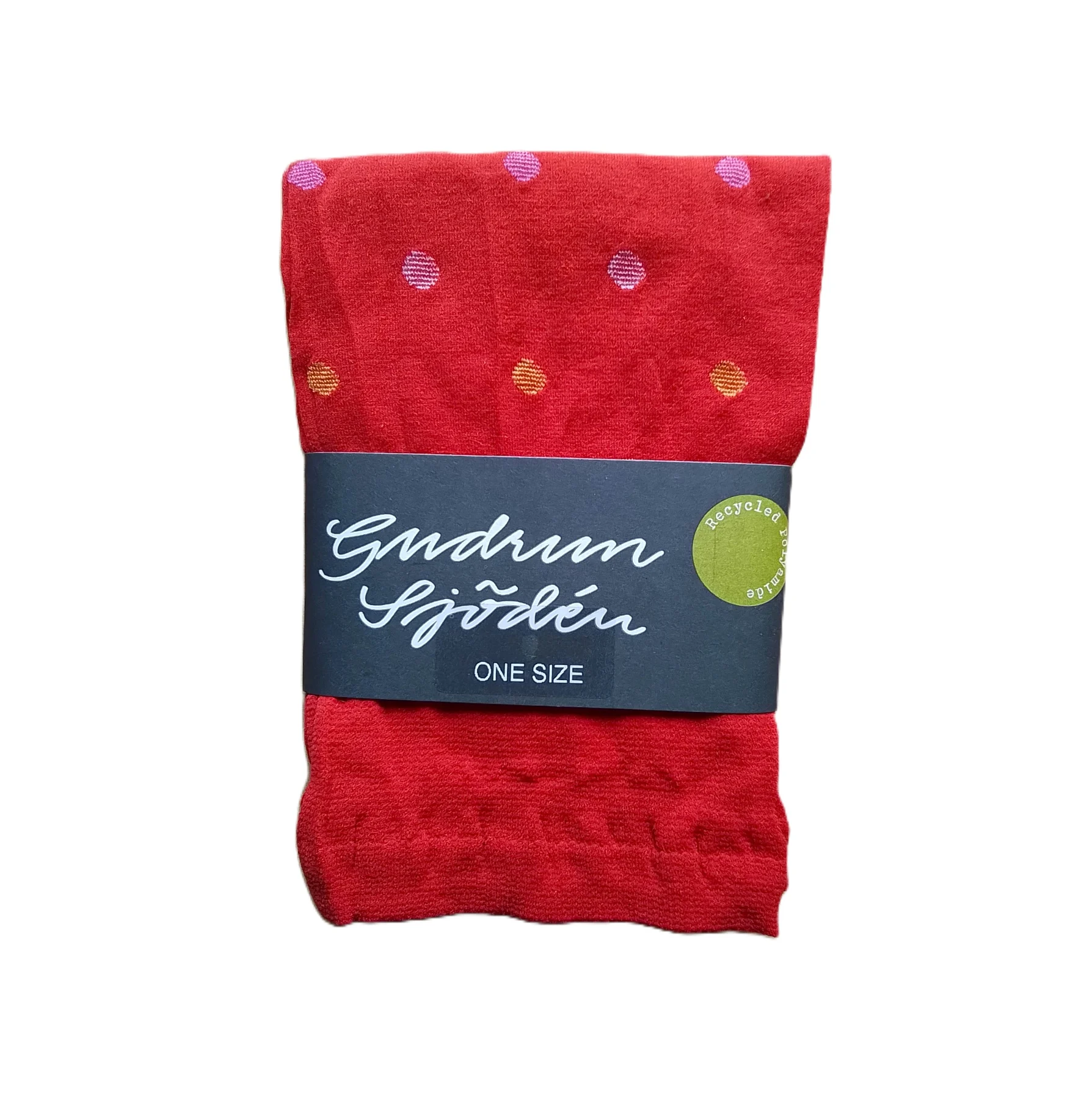 Gudrun Sjoden Knee Highs Pop Socks Short Tights Red Spotty Polka Dot: 60 Denier Recycled One Size