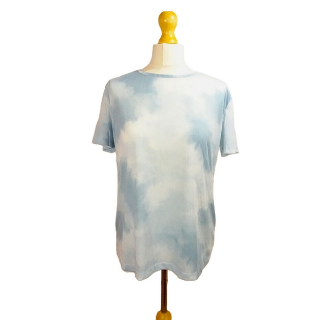 M&S Collection Size 10 Relaxed T-Shirt Top in Blue Tie Dye Print: 40" Bust