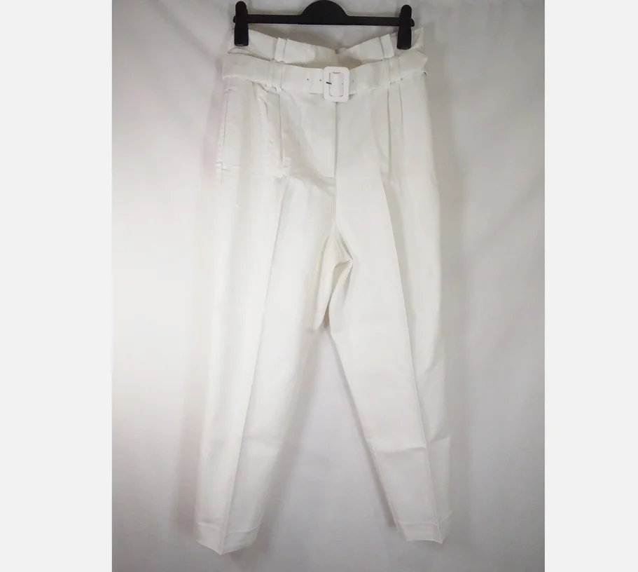 Boden Carrie Paperbag Trousers Size 20R Ivory Cream Belted Ankle Grazer Cropped 27" Leg