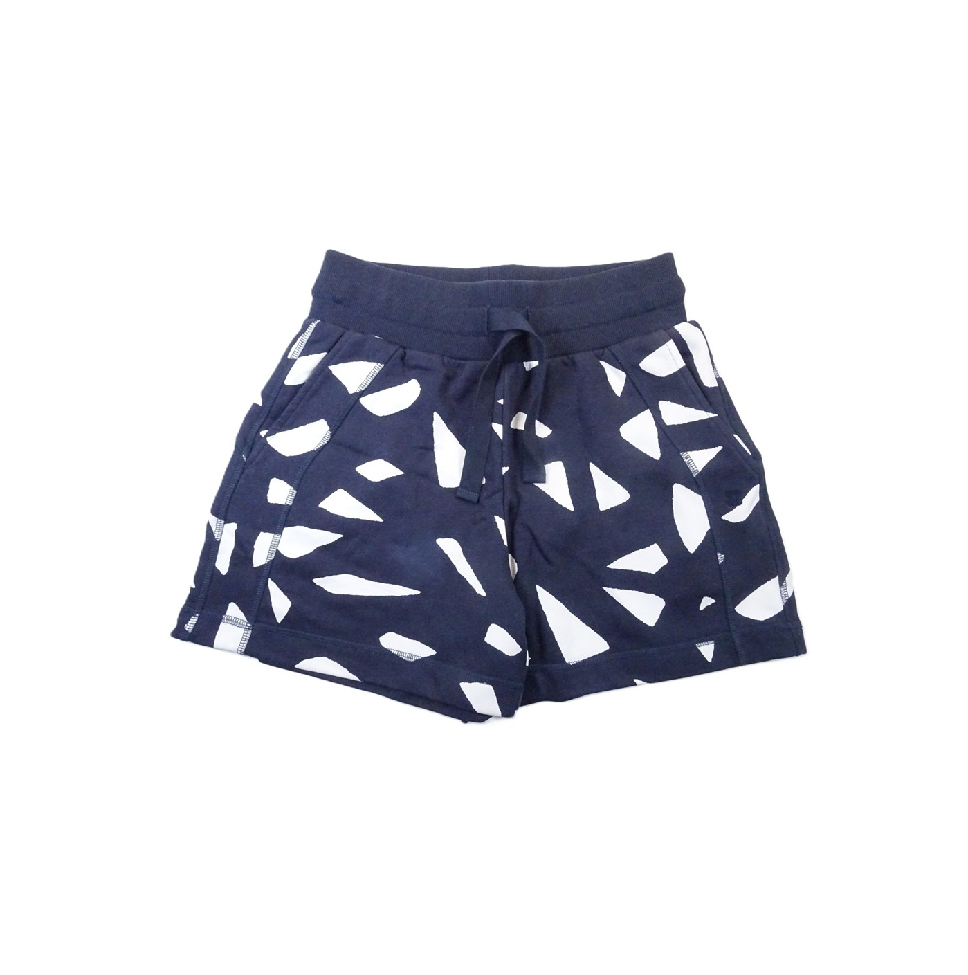 Sweaty Betty Size XS UK 8-10 Revive High Waist Shorts Navy Blue Vintage Seed Print