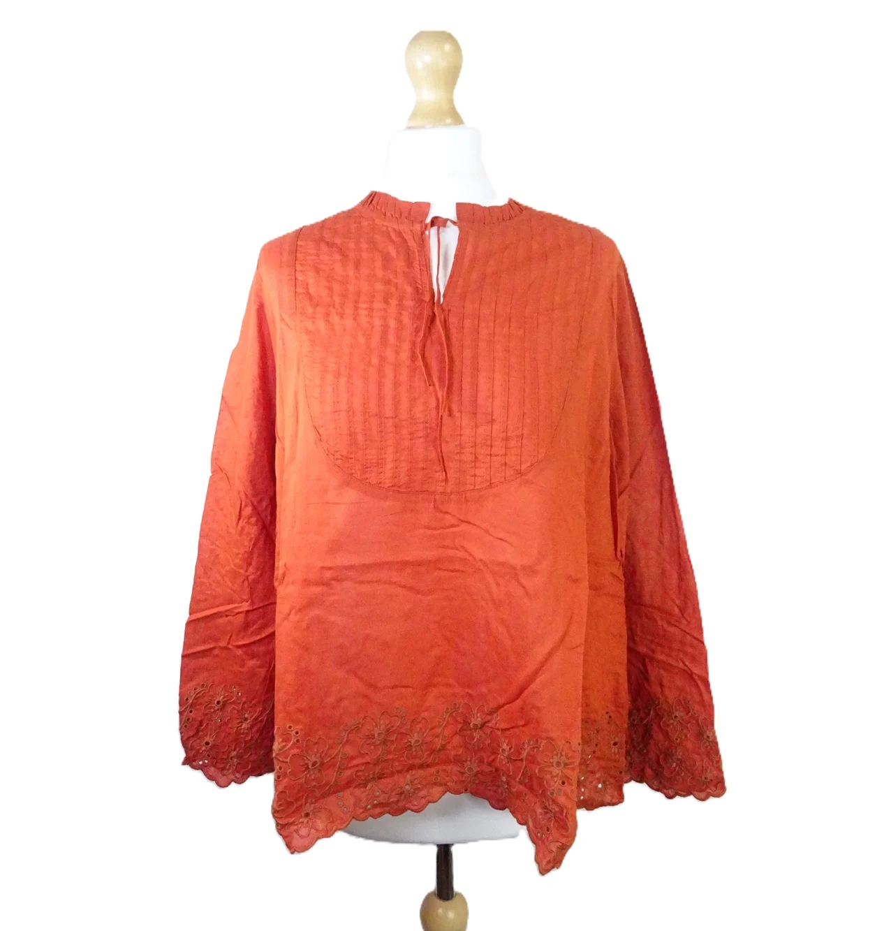 Gudrun Sjoden Birta Blouse Size L 16-18 Orange Artists Smock Tunic Top: 48" Bust
