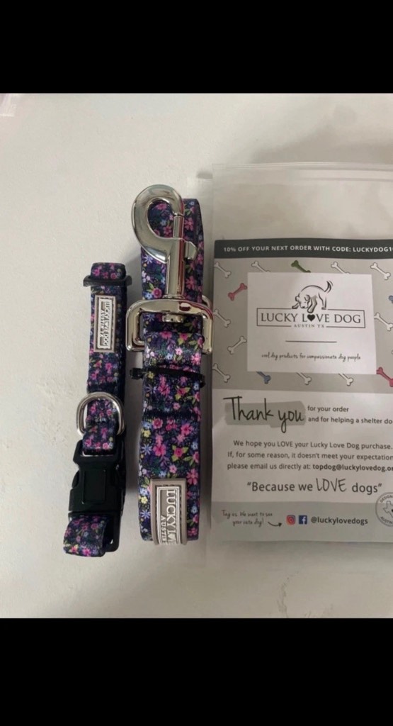 Dog collar and lead set - Small - Floral design