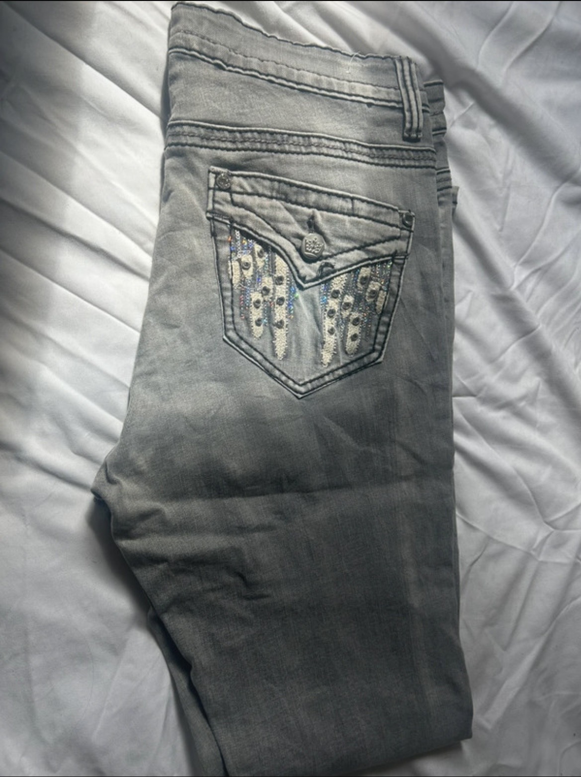 Grey straight leg jeans