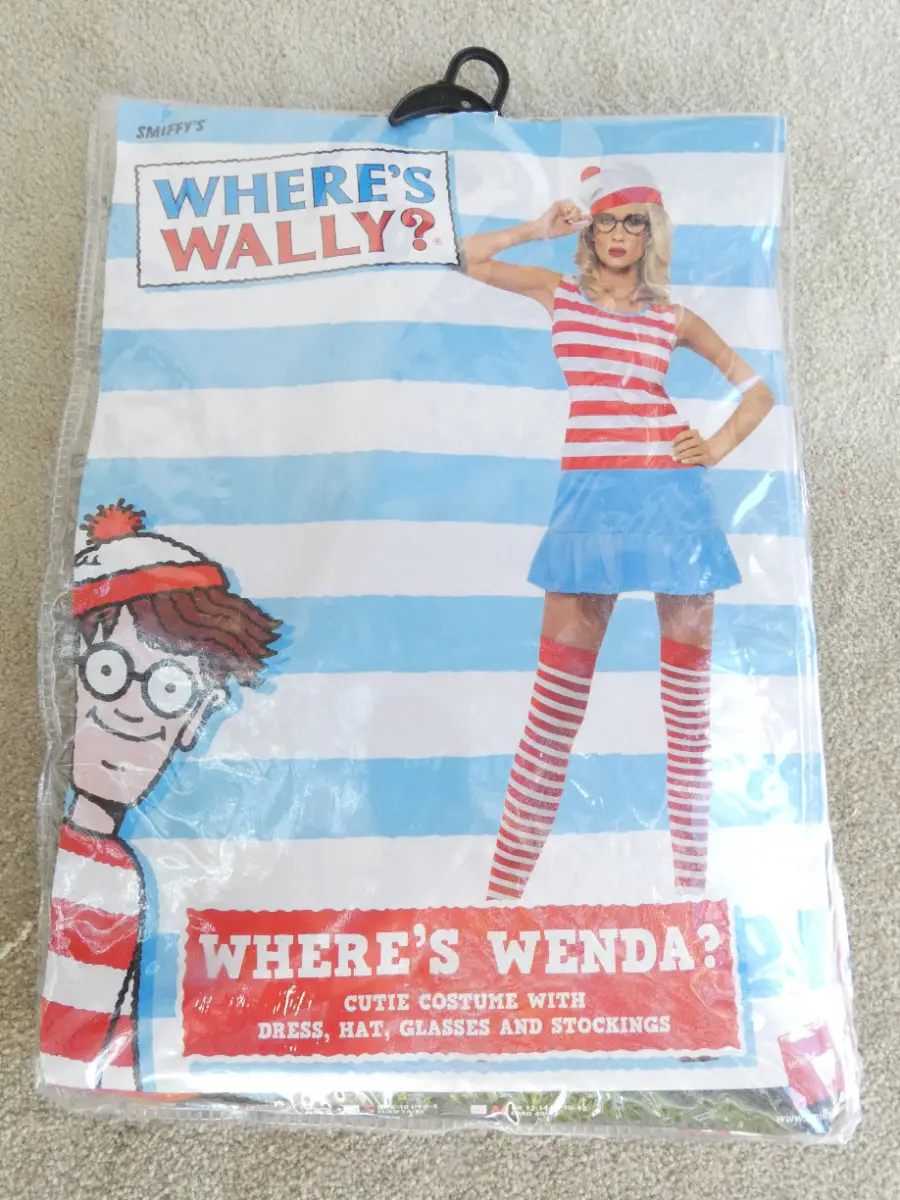 Where's Wenda fancy dress Costume dress, stockings, hat and glasses (Medium)