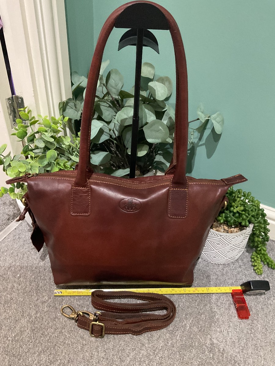 Rowallan leather hand, shoulder tote bag in rich brown