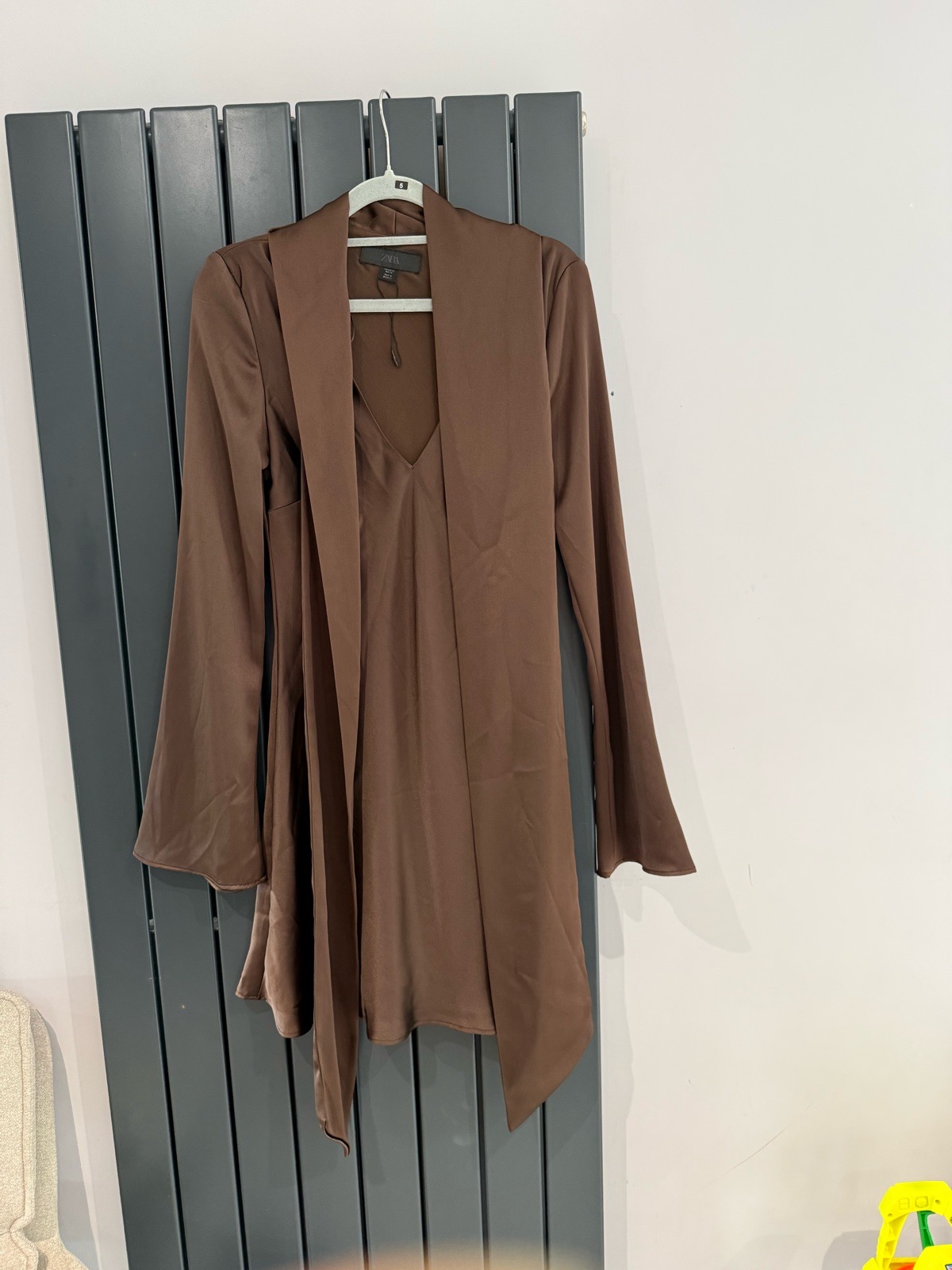 Zara satin chocolate brown dress size xs