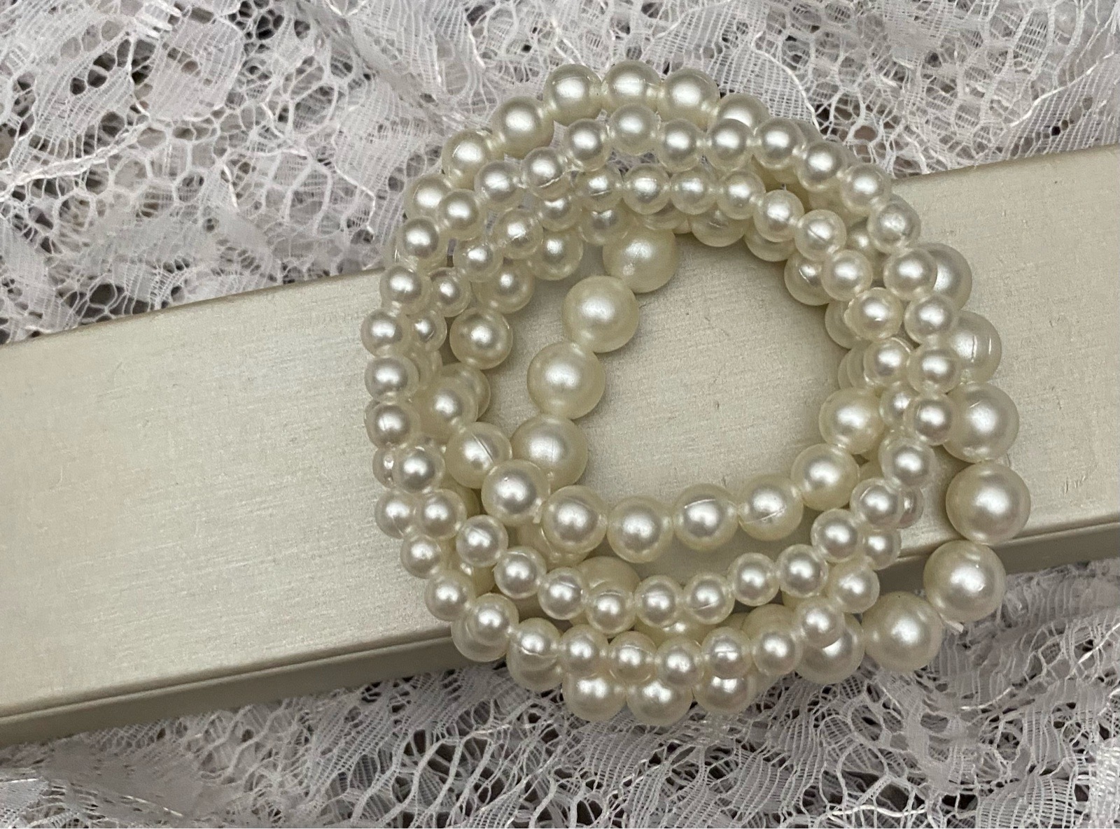 Faux Pearl stacking bracelets x 5