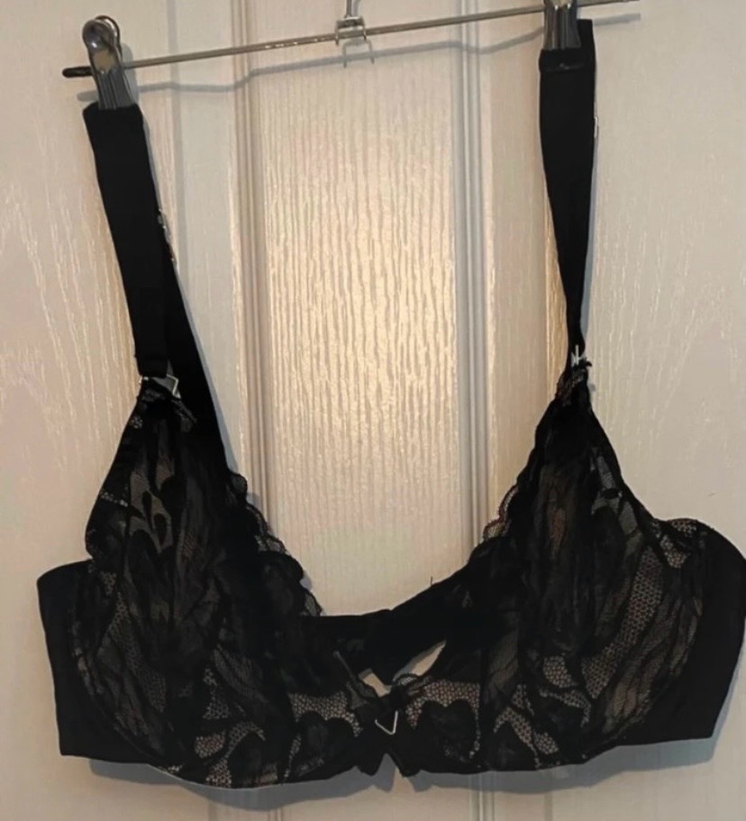Black nude lace bra 36D