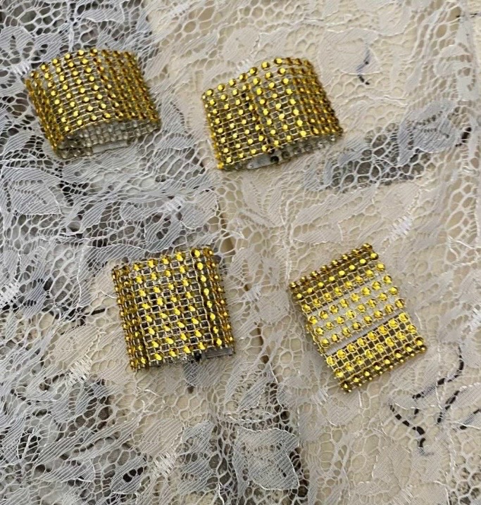 4 x gold diamante nspkin holders