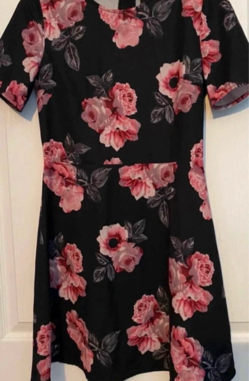 H&M black floral dress 10