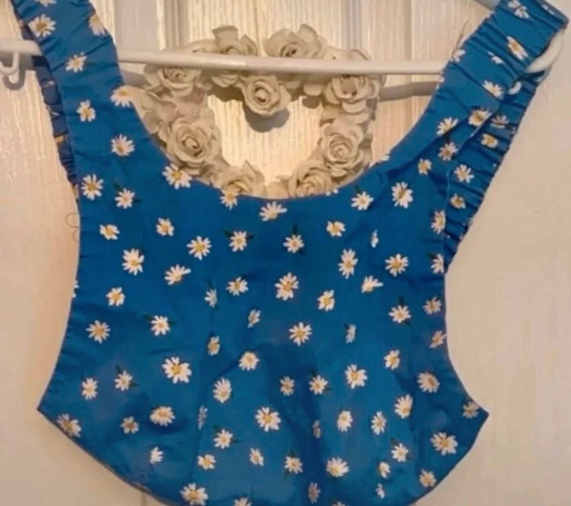Zara XS daisy open back crop top