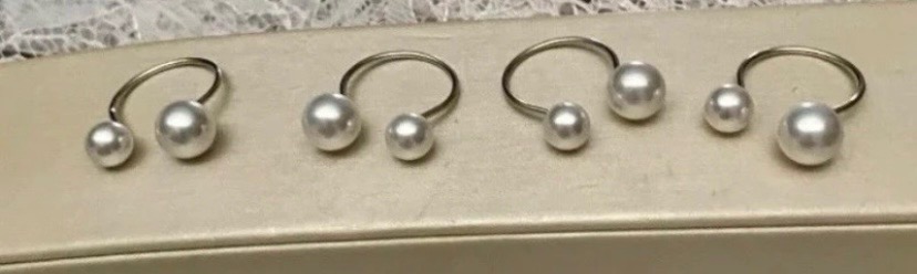 4 x mini faux Pearl and silver napkin rings