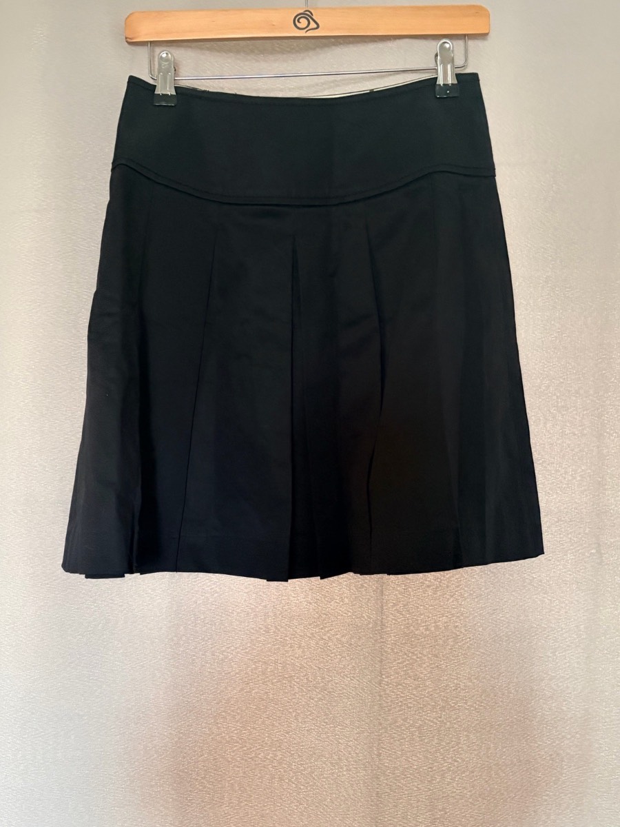 JESIRE Womens Black Pleated A Line Skirt Size 2 UK 10 Smart Office Work Casual