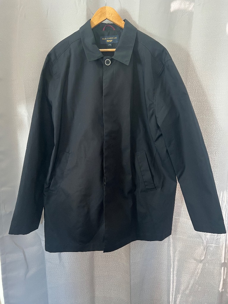 Paul Costelloe Men's Black Mac Coat Jacket Showerproof XXL Extra Large