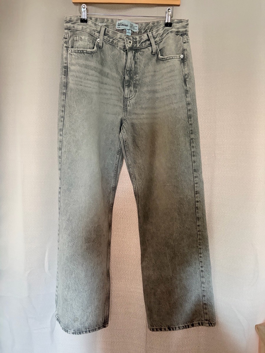 River Island Jeans UK 14 R Relaxed Straight Grey Wash Distressed Womens Denim