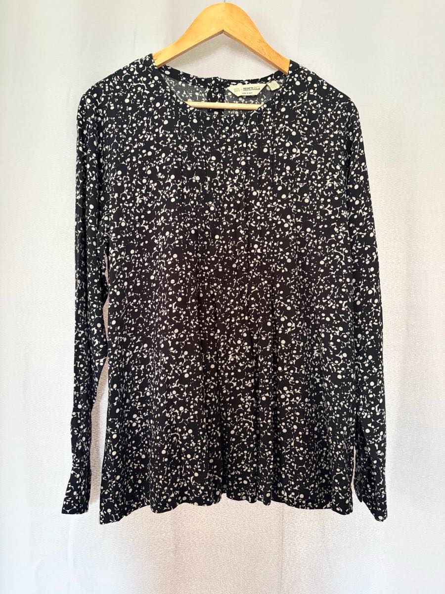 ORLA KIELY REGATTA Black White Floral Viscose Long Sleeve Blouse Top UK 12 EU 38
