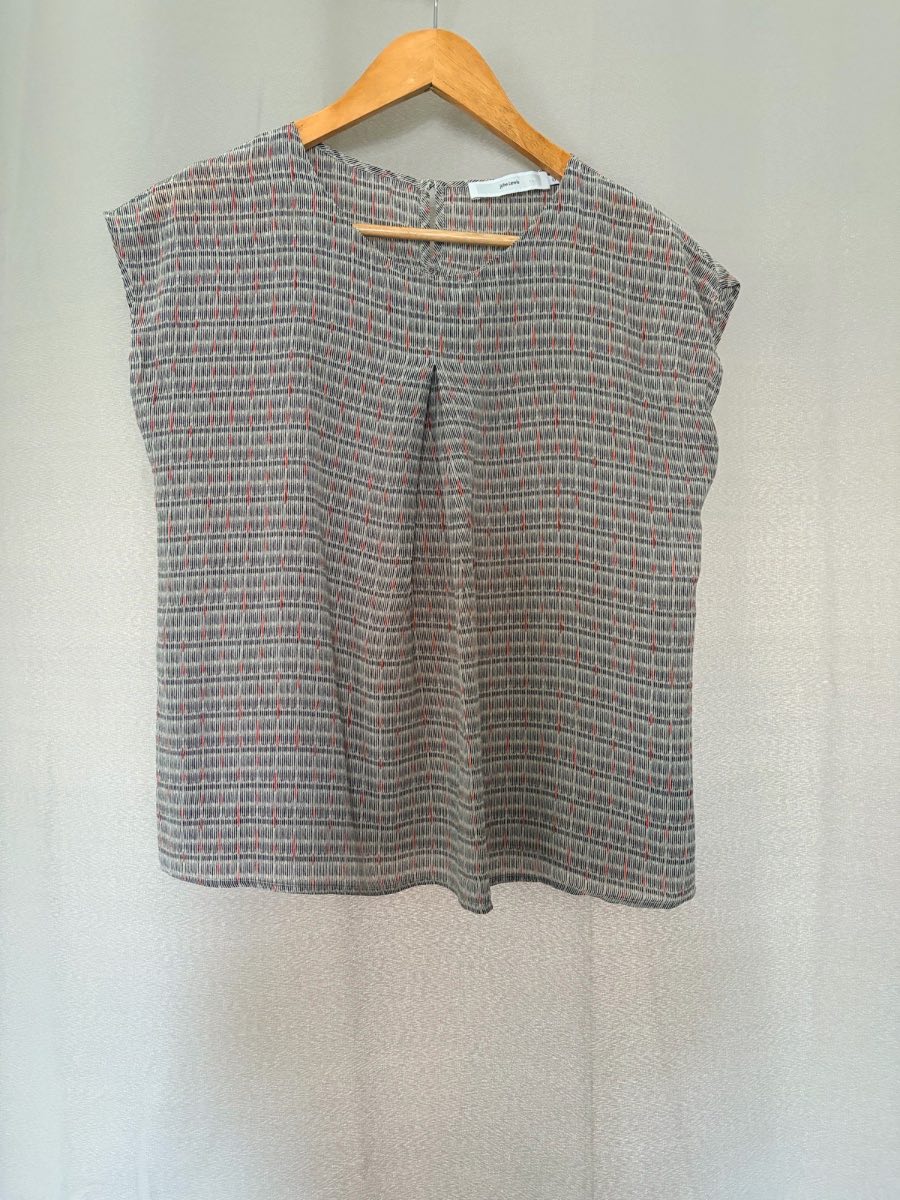 John Lewis Womens 100% Silk Top Blouse Size UK 10 Black Grey Pink Printed Shirt