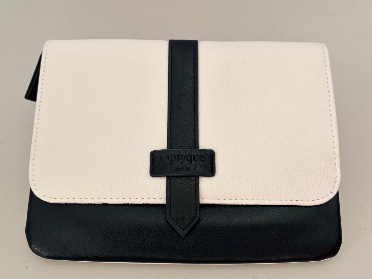 Diptyque Paris x Qatar Airways Wash Bag Travel Clutch Pouch Medium Black White