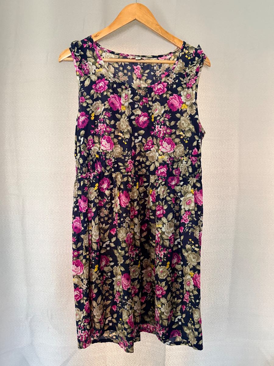 Joe Browns Navy Floral Cotton Dress UK 14