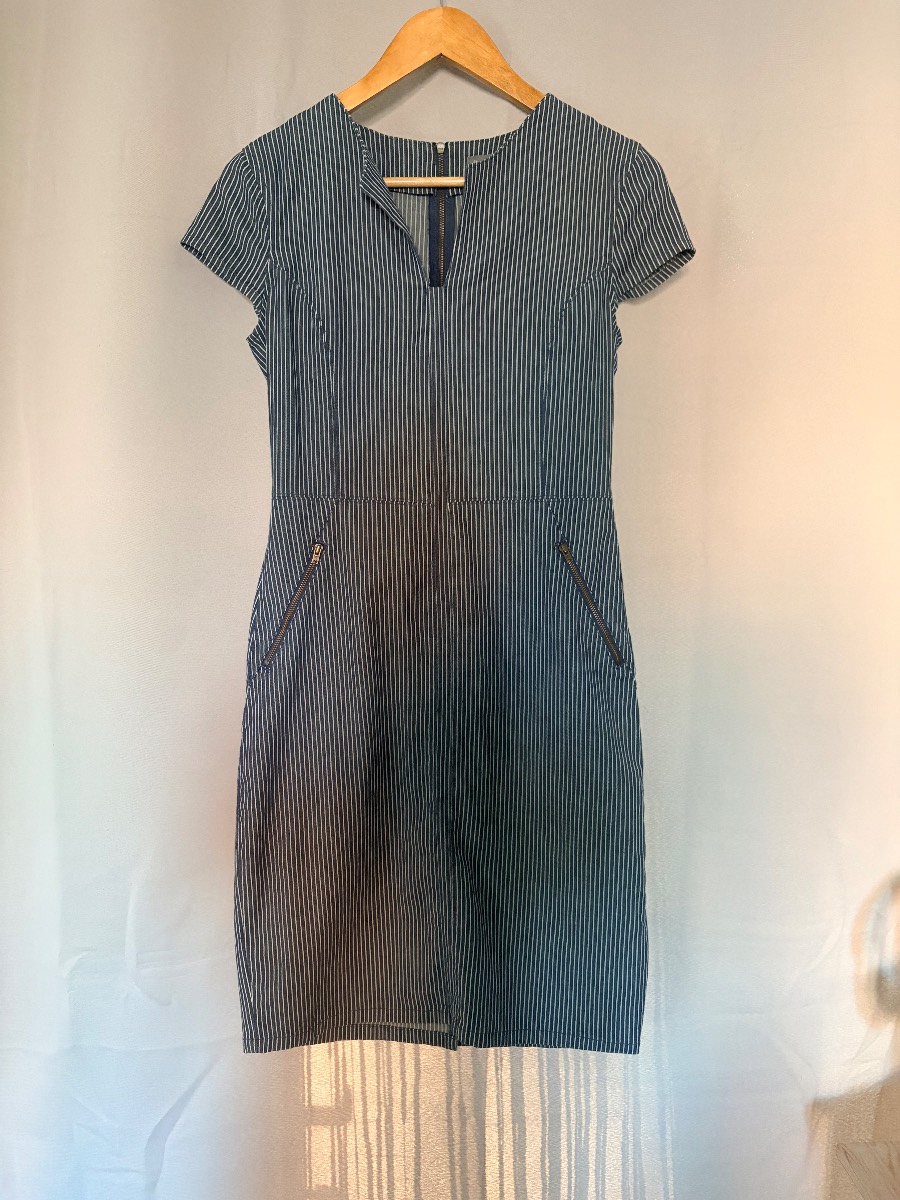 Phase Eight Magda Striped Dress Size 10 Blue/White Cotton Blend Brand New With Tags