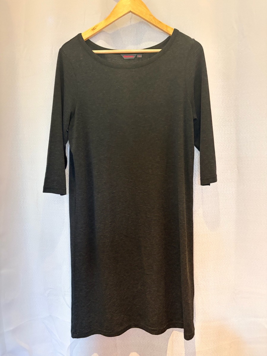 Rohan Radiant Tunic Dress Size 12 Womens Charcoal Grey Fine Knit 3/4 Sleeve Travel