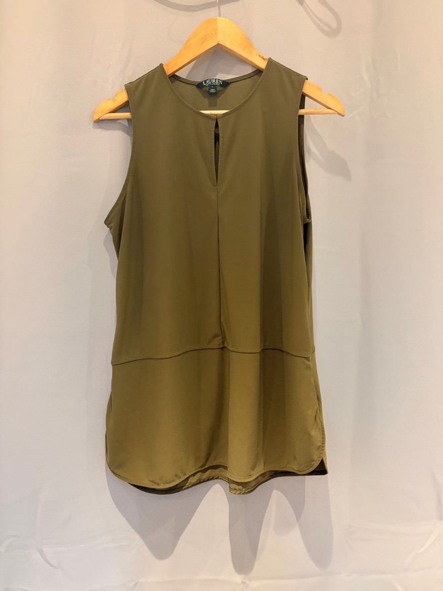 Lauren Ralph Lauren Olive Green Sleeveless Keyhole Tunic Top - Size L