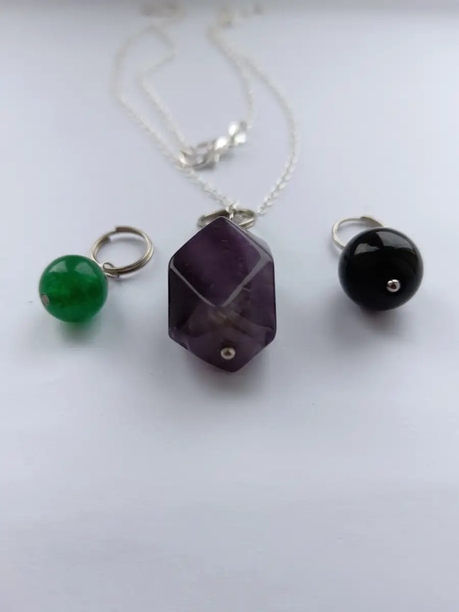 Triple gemstones pendants necklace